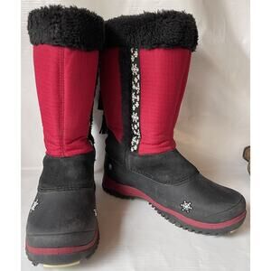Baffin Adele Junior 6 Snow Boots Black Red Snowflake Youth